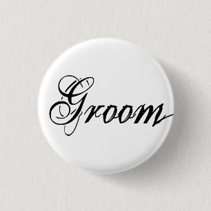 Naughy Grunge Script - Groom Black Ronde Button 3,2 Cm
