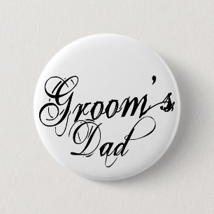 Naughy Grunge Script - Groom's Dad Black Ronde Button 5,7 Cm