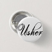 Naughy Grunge Script - Usher Black Ronde Button 3,2 Cm (Voorkant /achterkant)