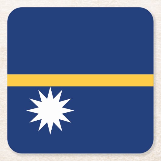 Nauru Flag Vierkante Kartonnen Onderzetter (Voorkant)