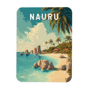 Nauru Illustratie Reis Kunst Vintage Magneet