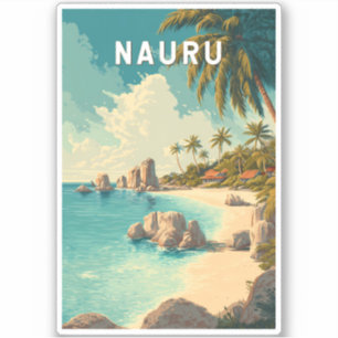 Nauru Illustratie Reis Kunst Vintage Sticker