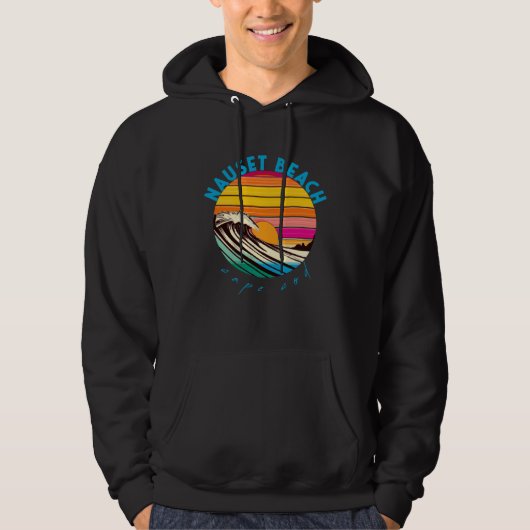 Nauset Beach Retro 1980s Style Cape Cod Beach Hoodie (Voorkant)
