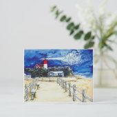 Nauset Light Conferering met de maan Briefkaart (Staand voorkant)