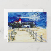 Nauset Light Conferering met de maan Briefkaart (Voorkant / Achterkant)