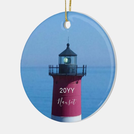 Nauset Lighthouse Dated Cape Cod Kerstmis Keramisch Ornament (Links)