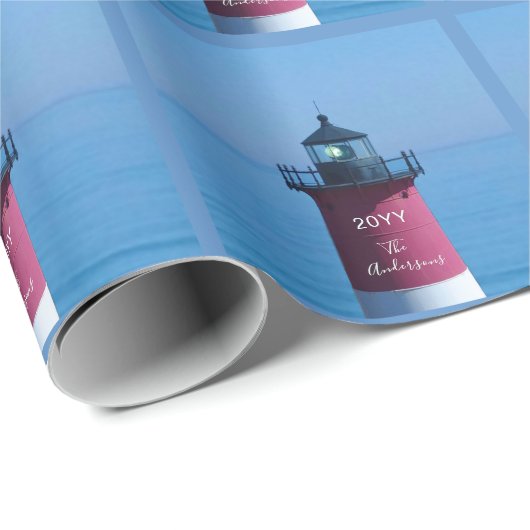 Nauset Lighthouse Dated Family Cape Cod Nautical Cadeaupapier (Rol Hoek)