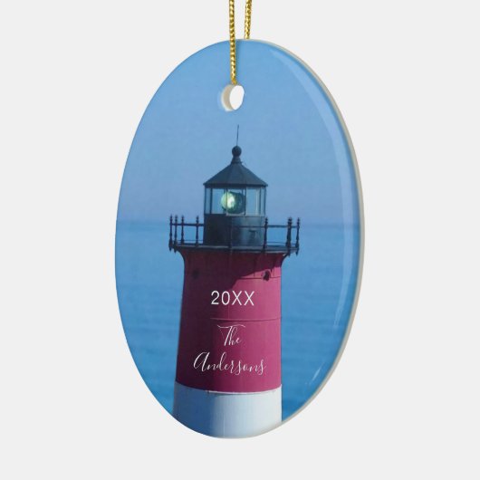 Nauset Lighthouse Dated Script Name Keramisch Ornament (Links)