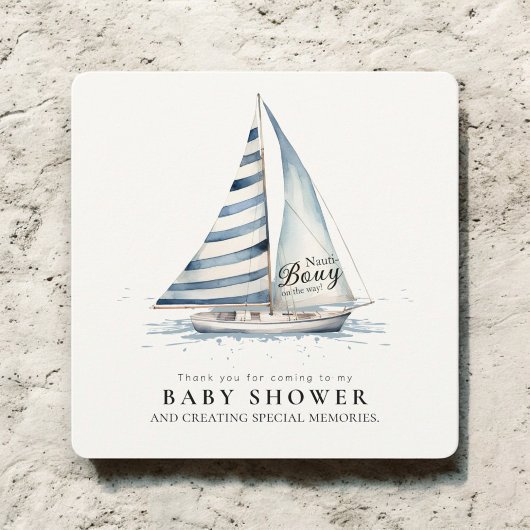 Nauti Bouy Baby Shower Sailboat Watercolor Bedankkaart