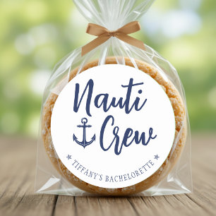 Nauti Crew Anker Zeilboot Meisjesuitstap Ronde Sticker