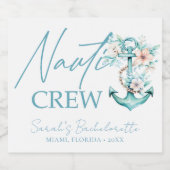 Nauti Crew gepersonaliseerde cruise bachelorette Sparkling Wijnetiket (Enkel label)