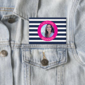 Nauti-Girl Foto Button Roze Navy Stripes (Insitu)