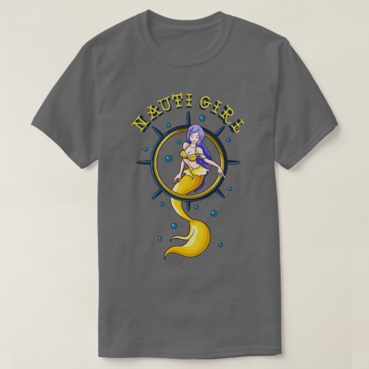 Nauti Meisje Ondeugend Zeemeermin Nautische Pun T-shirt (Design voorkant)