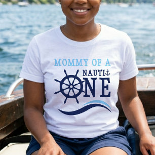 Nauti One Nautisch 1e Verjaardag Blauwe Helm Ouder T-shirt