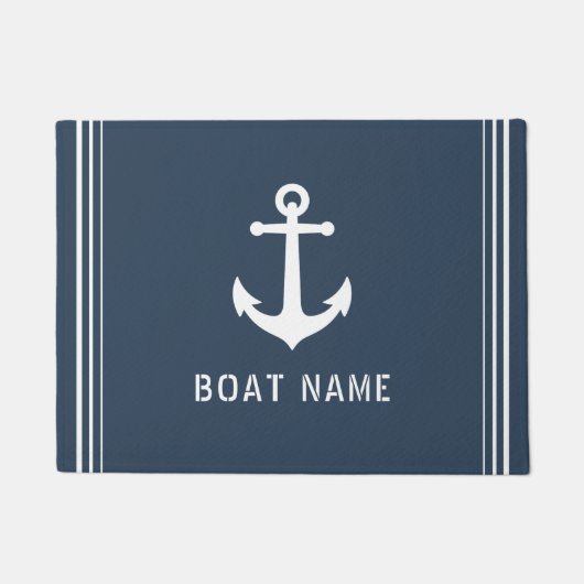 Nautica  Anchor Uw Bootnaam Blauw Grijs Deurmat (Voorkant)