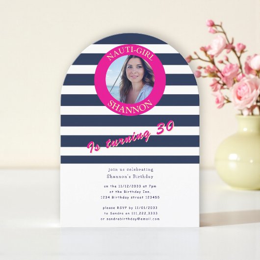 Nautical 30th Birthday Photo Arch Invitation Kaart
