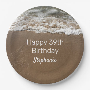 Nautical 39th Happy Birthday Custom Age Beach Papieren Bordje