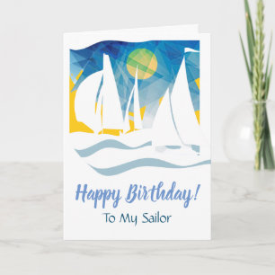 Nautical Abstract Sailing Happy Birthday Kaart