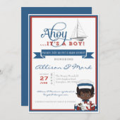 Nautical African American Baby shower Invitation Kaart (Voorkant / Achterkant)