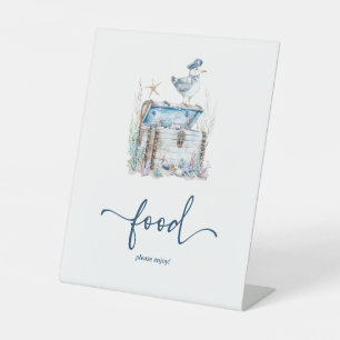 Nautical Ahoy Baby shower Food Reclamebord Met Voetstuk