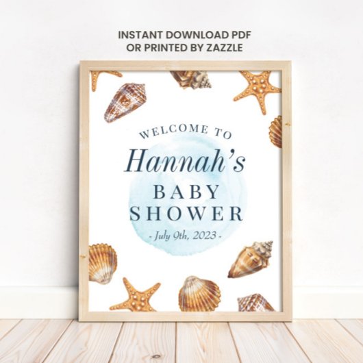 Nautical Ahoy Baby Shower Welkom Bord Poster