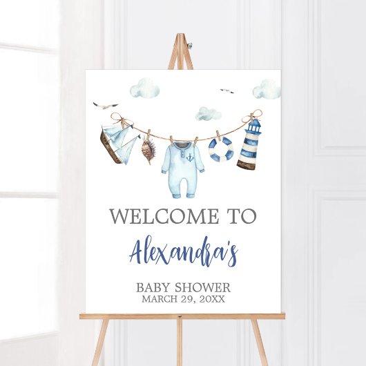 Nautical Ahoy Baby shower Welkom Poster