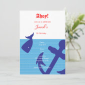 Nautical "Ahoy" Birthday Uitnodiging (Staand voorkant)