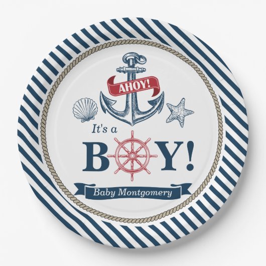 Nautical Ahoy Het is een Baby shower Bord (Voorkant)