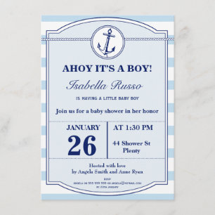 Nautical Ahoy Het is een Baby shower-uitnodiging Kaart