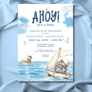 Nautical Ahoy Het is een Boy Sailor Beren Baby sho Kaart