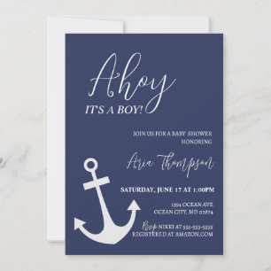 Nautical Ahoy Het is een Jongen Baby shower Uitnod Kaart