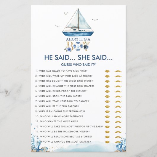 Nautical Ahoy Het is een jongen die hij zei dat ze (Voorkant)