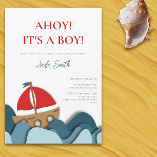Nautical Ahoy is een Baby shower voor jongens Kaart