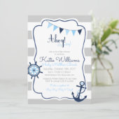 Nautical Ahoy is een Boy Baby shower Kaart (Staand voorkant)