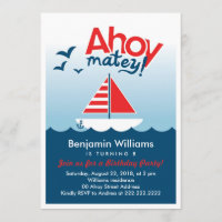 Nautical Ahoy Matey Invitation de fête d'anniversa