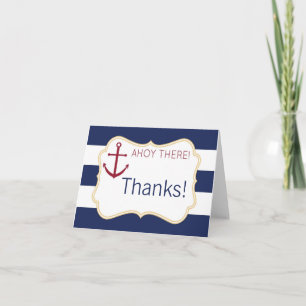 Nautical Ahoy There Baby shower Dank je wel kaart