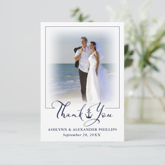 Nautical Anchor 2 Photo Weddenschap script Bedankt (Staand voorkant)