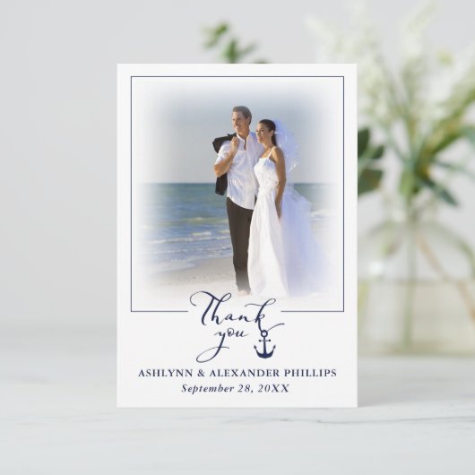 Nautical Anchor 2 Photo Weddenschap script Bedankt (Staand voorkant)