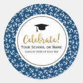 Nautical Anchor Afstuderen Class of 20XX Party Ronde Sticker (Voorkant)