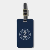 Nautical Anchor and Boat Name Minimalist Bagagelabel (Voorkant verticaal)