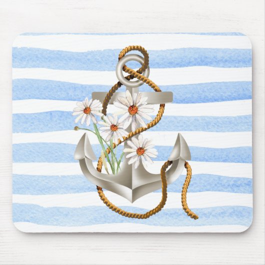 Nautical Anchor and Daisies Muismat (Voorkant)