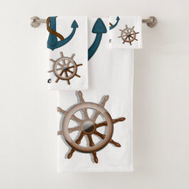 Nautical Anchor and Personalized Boat Name Bad Handdoek