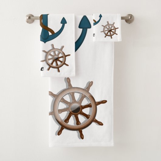 Nautical Anchor and Personalized Boat Name Bad Handdoek (Insitu)