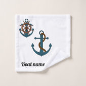 Nautical Anchor and Personalized Boat Name Bad Handdoek (Wasdoekje)