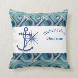 Nautical Anchor and Personalized Boat Name Kussen