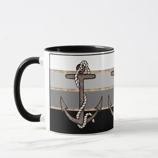 Nautical Anchor and Rope (zwarte helling) Mok (Links)