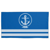 Nautical Anchor and Stripes Pattern Kussensloop (Voorkant-Links)