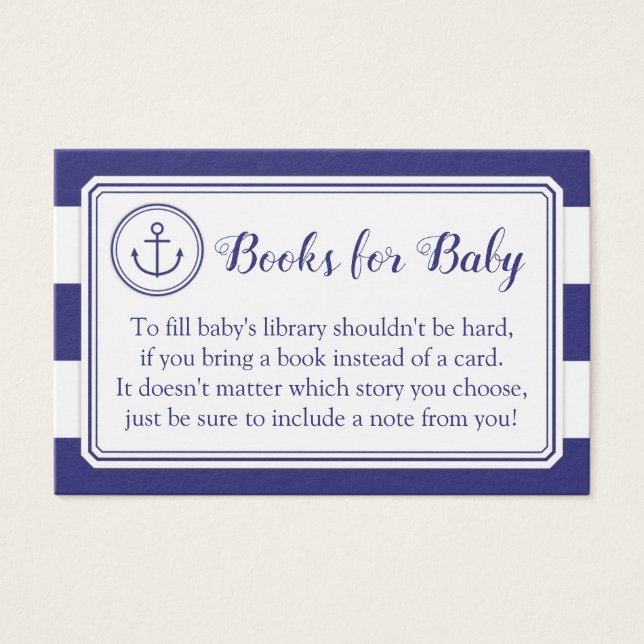 Nautical Anchor Baby shower Boek Aanvraag Kaart (Voorkant)