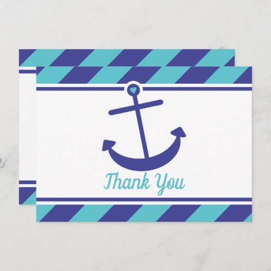 Nautical Anchor Baby shower Dank je wel Bedankkaart (Voorkant / Achterkant)