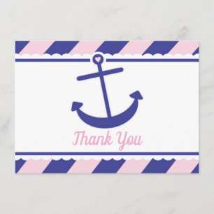Nautical Anchor Baby shower Dank u voor de roze ma Bedankkaart